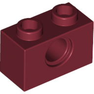 Lego kostka s otvorem (kostička s dírou) 1x2, tmavě červená (6212010, 4215402)